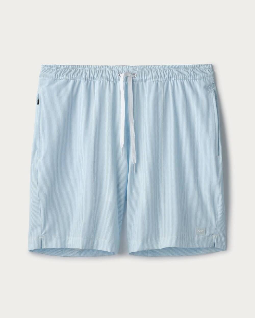 NEW RHONE men's r&r pull-on swimming trunk in light blue stripe